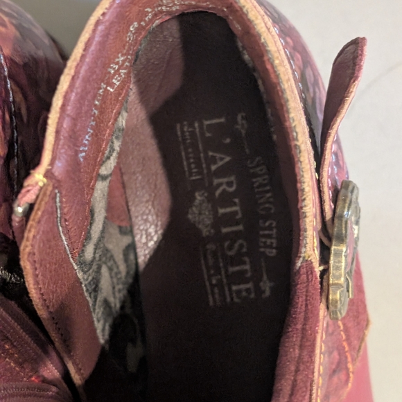 L'ATISTE Burgundy & Patterned Ankle Booties - Picture 2 of 7